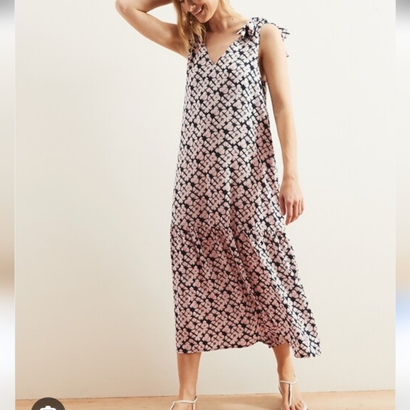 Banana Republic Tie-Shoulder Drop Waist Midi Dress - Picture 1 of 6